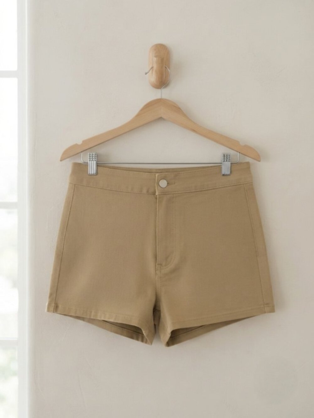 VIPONES Denim Shorts High Waisted Casual Khaki M